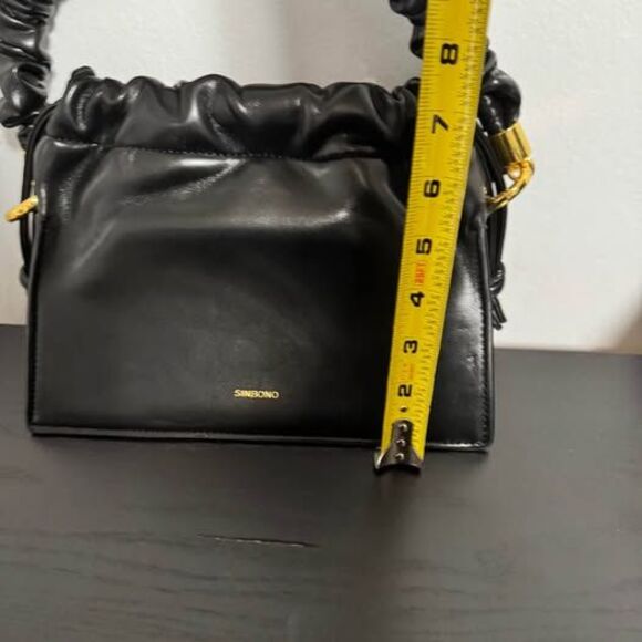 Sinbono Vegan Drawstring Handbag BLACK euc - Picture 2 of 5
